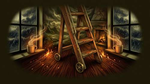 There’s No Graceful Way to Sit on a Rolling Ladder
